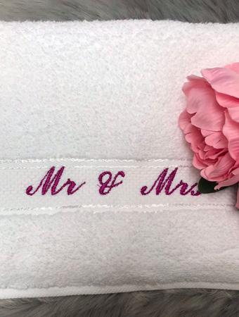 Royalty personalised couples embroidered beach / bath towels