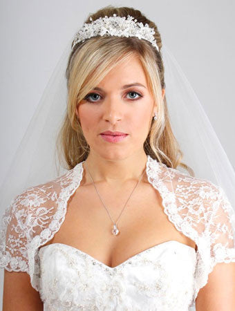 LACE TIARA WITH CRYSTAL & PEARL